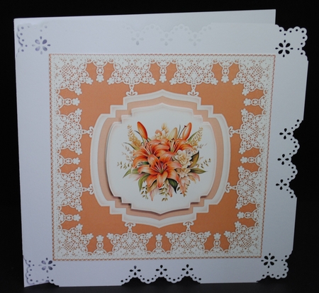 Orange lily bouquet card front by Yvonne Middleton