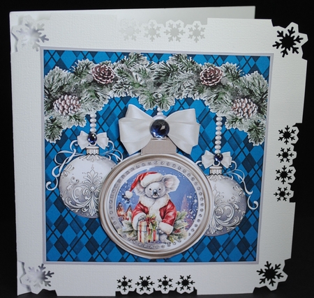 Christmas bauble koala card front  by Yvonne Middleton