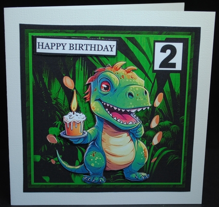 DINOSAUR AND CAKE GREEN by Yvonne Middleton