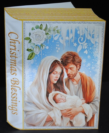 Pretty Nativity Gold/Blue Folded Book With Roses (One) by Yvonne Middleton