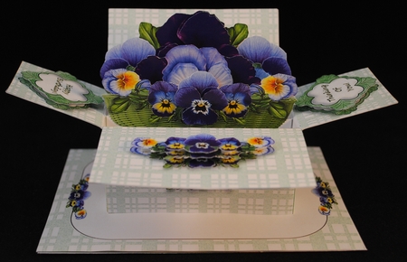 Pansies - Pop-up Box Card & Matching Envelope by Yvonne Middleton