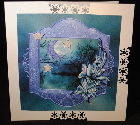 Celestial Winter Night Lilies Quick Card Topper by Yvonne Middleton