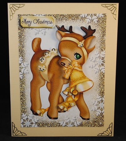 Lovely Reindeer with Gold Bell by Yvonne Middleton