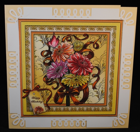 Flower Bouquet in Bronze Large Card Front by Yvonne Middleton