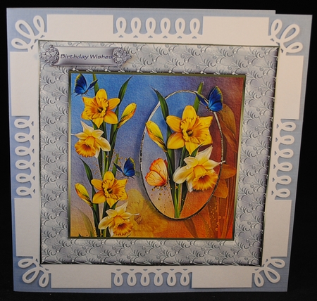Golden Daffodils 8x8 Card with Decoupage by Yvonne Middleton