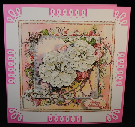White Flower Spray Square Card Front by Yvonne Middleton