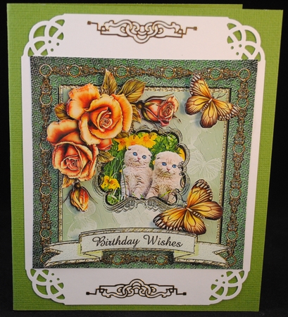 Kittens and Antique Roses 6 Inch Card Front by Yvonne Middleton
