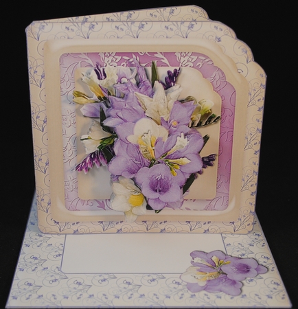 Lilac Freesias Large Scalloped Corner Card Kit by Yvonne Middleton