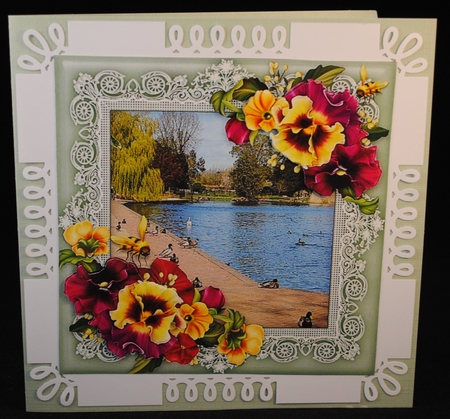 The Mere, Ellesmere, Shropshire 8 x 8 Decoupage Card Topper by Yvonne Middleton
