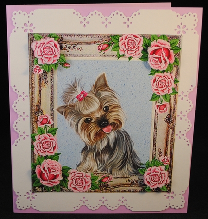 Roses & Puppy All Occasion Card Front by Yvonne Middleton
