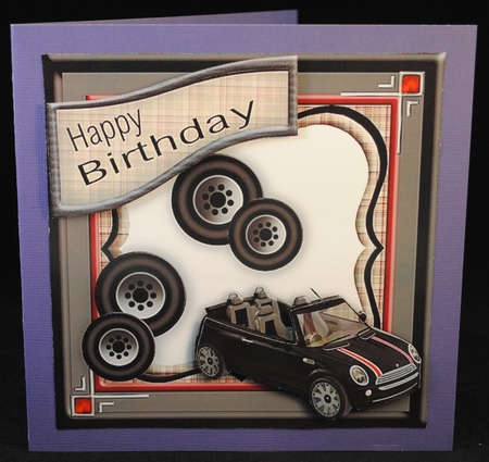 Mini Car Fathers Day or Male Birthday Aperture Topper and Insert by Yvonne Middleton