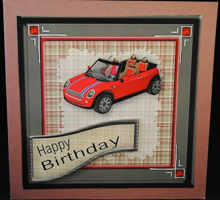 Mini Car Fathers Day or Male Birthday Aperture Topper and Insert by Yvonne Middleton