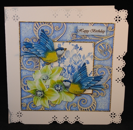 Beautiful Bleu Birds quick card by Yvonne Middleton