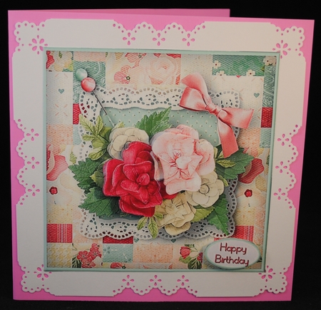 Patchwork Posy Decoupage Card Front by Yvonne Middleton
