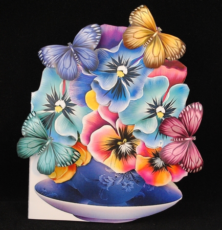 Spansies Cut and Fold Teacup by Yvonne Middleton