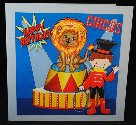 Circus Master training a lion 8x8 by Yvonne Middleton