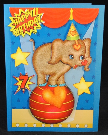 Cute ele balancing on a ball in the circus by Yvonne Middleton