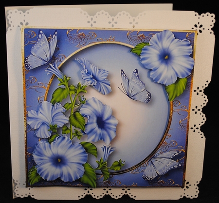 Blue Blooms & butterflies by Yvonne Middleton