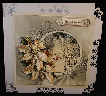 Vintage Christmas hamlet 7x7 card with decoupage by Yvonne Middleton