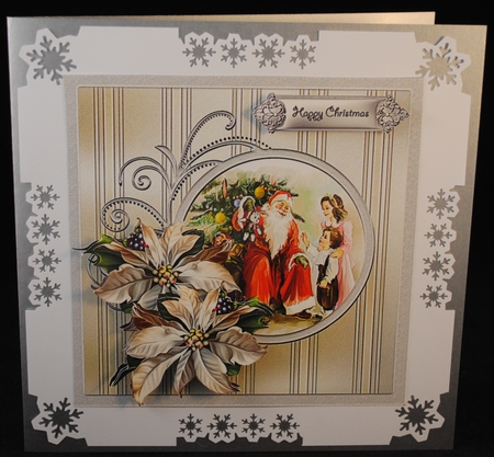 Father Christmas and children 7x7 card with decoupage by Yvonne Middleton