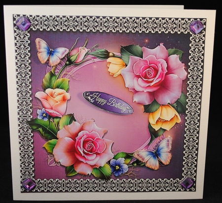 Beautiful Spring Roses With Butterflies 8x8 by Yvonne Middleton