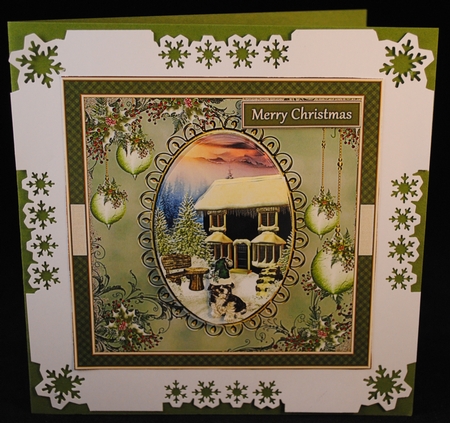 Christmas Winter Scene with puppy by Yvonne Middleton