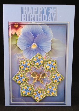 Blue Pansy Teabag Topper Happy Birthday or Get Well Soon by Yvonne Middleton