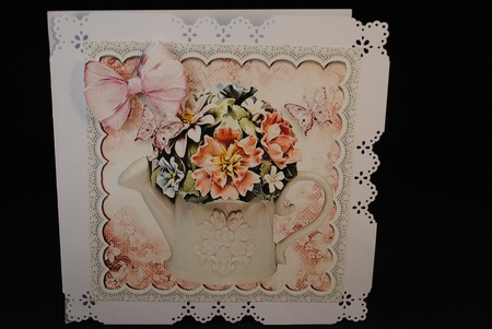 Pretty porcelain Roses in a ornamental watering can 8x8 by Yvonne Middleton