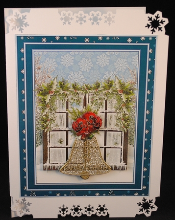 Christmas Window - Roses - Blue by Yvonne Middleton