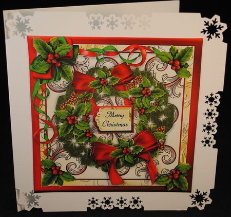 Wreath 1 - Traditional Holly & Pinecones Quick Card by Yvonne Middleton