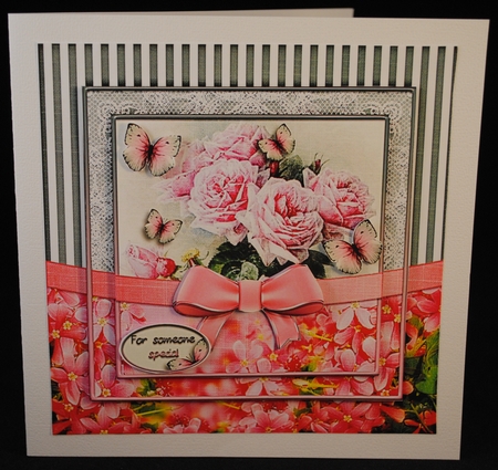 Vintage Flower Stripes and Butterflies 957 by Yvonne Middleton