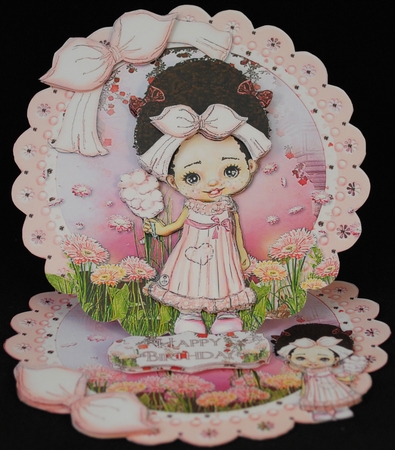 Cute Little Flower Garden Molly Scalloped Round Easel Card by Yvonne Middleton