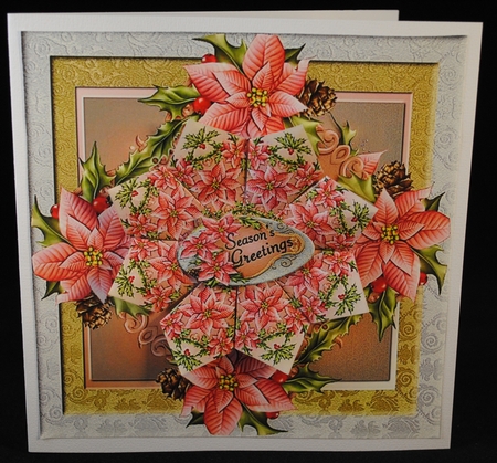 Christmas Pink Poinsettia Square Teabags and Topper 4 by Yvonne Middleton