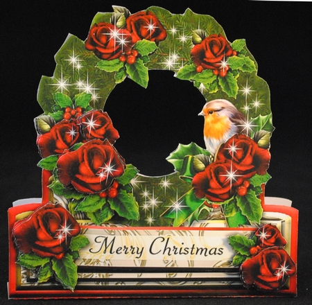 Wreath 3 - Traditional Robin & Holly with Christmas Roses by Yvonne Middleton