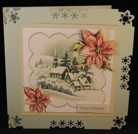 A peaceful night 7x7 card with decoupage and sentiment tags by Yvonne Middleton