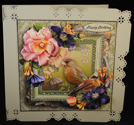 Romantic Summer Birds with Blooms Topper with Decoupage by Yvonne Middleton