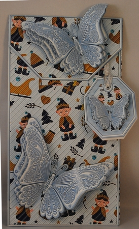 Christmas Elves with Butterflies Card/Money Envelope Mini Kit by Yvonne Middleton