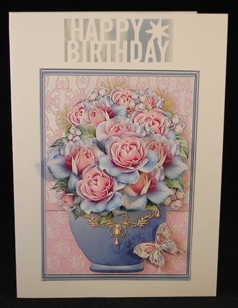 Pastel Roses - Pot of Flowers A4 Card Mini Kit by Yvonne Middleton
