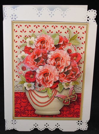 Red Posy - Pot of Flowers A4 Card Mini Kit by Yvonne Middleton