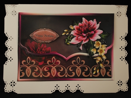 Pretty Dahlias Fancy Scalloped Edge Envelope Card by Yvonne Middleton