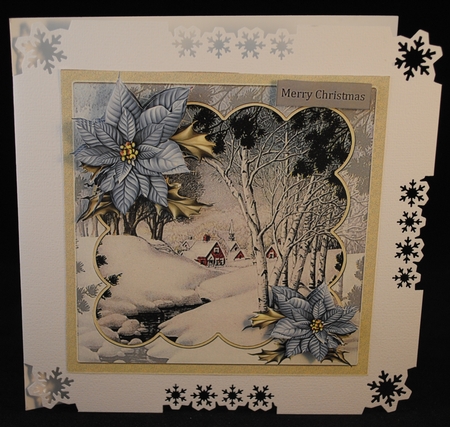 Snow banks at the stream 7x7 card with decoupage by Yvonne Middleton