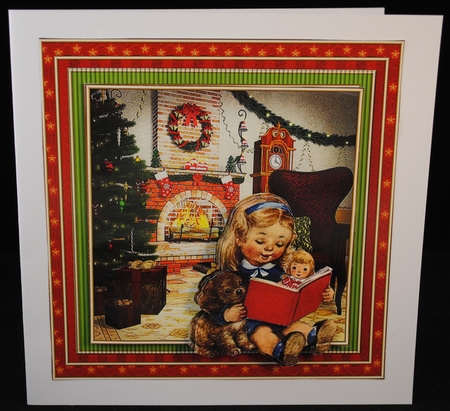 Sweet Christmas Girl and Puppy by Yvonne Middleton