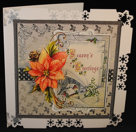 Christmas village 7x7 card with decoupage by Yvonne Middleton
