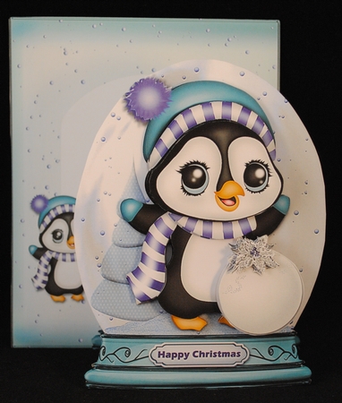 Cute Penguin Snow Globe Shaped Card Kit by Yvonne Middleton