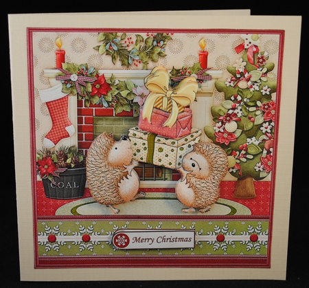 HEDGEHOGS CHRISTMAS PRESENTS 8x8 Decoupage & Insert Mini Kit by Yvonne Middleton
