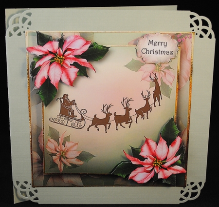 Santas Flight With Pink Poinsettias by Yvonne Middleton