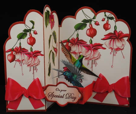 Z Fold popup    Fuchsia & humming birds by Yvonne Middleton