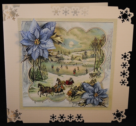Skating in the moonlight 7x7 card with decoupage by Yvonne Middleton