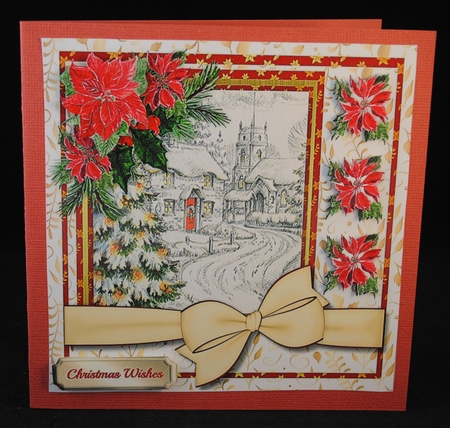 Beautiful Poinsettias and Christmas Scene by Yvonne Middleton