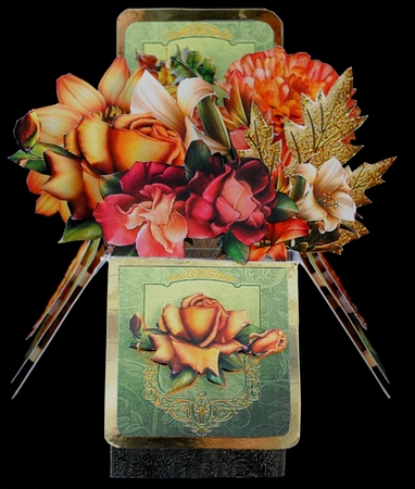 POP UP 3D BOX CARD - AUTUMN SPLENDOR  FLORAL by Yvonne Middleton
